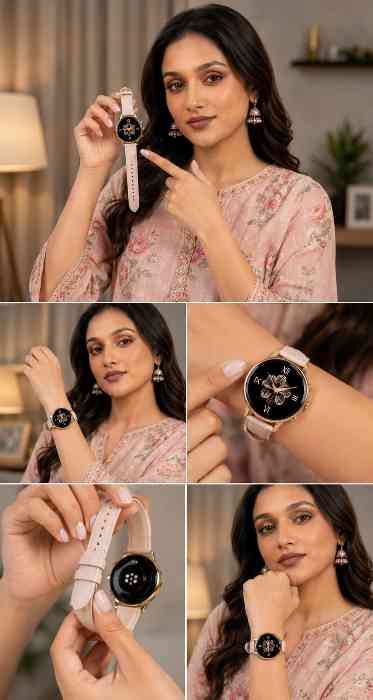Noise Diva (Smartchoice) Smartwatch with Diamond Cut dial Watch for Women (Rose Pink) Back